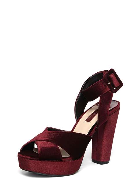 'Ruby' Burgundy Velvet Sandals